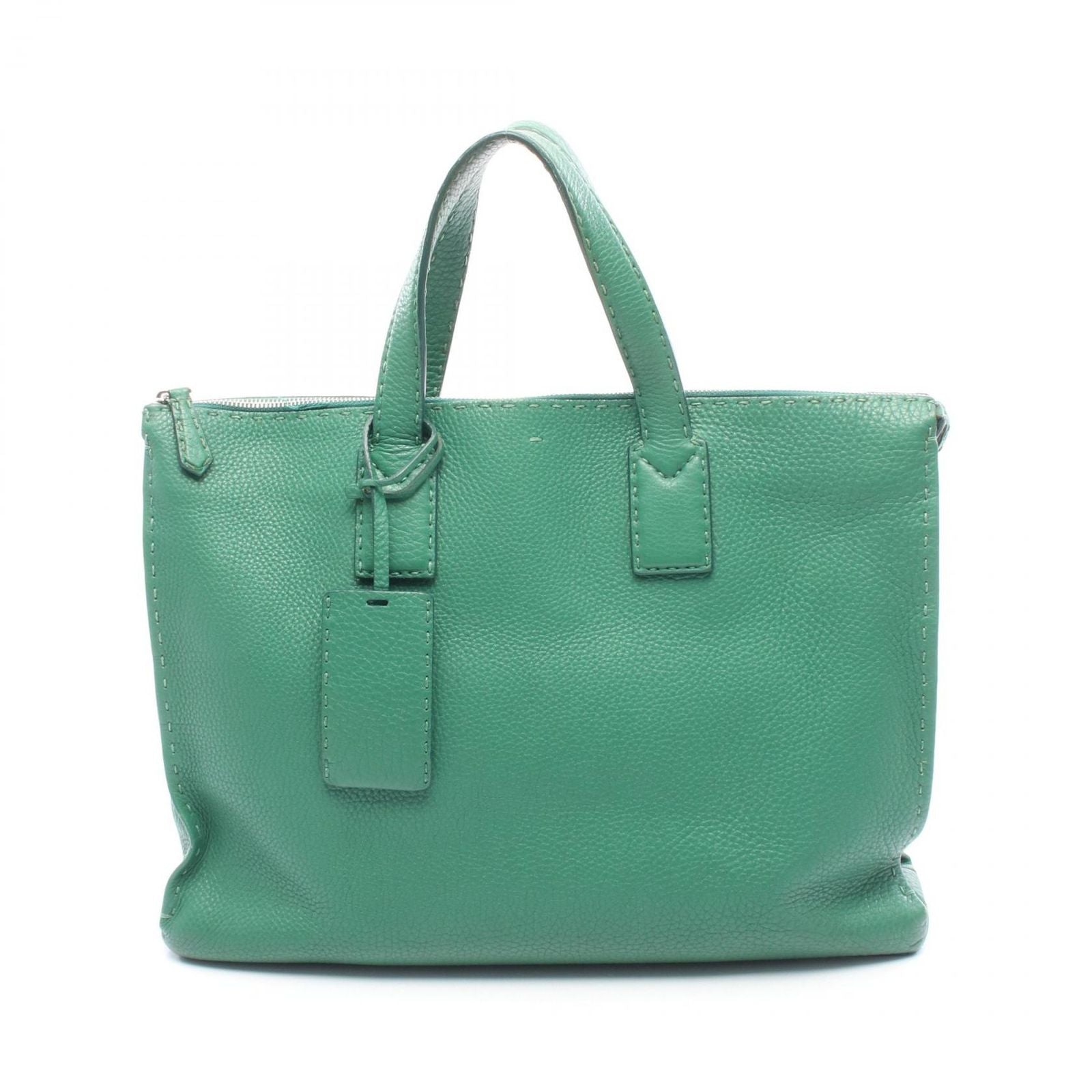 Fendi Business Selleria Green Leather Tote