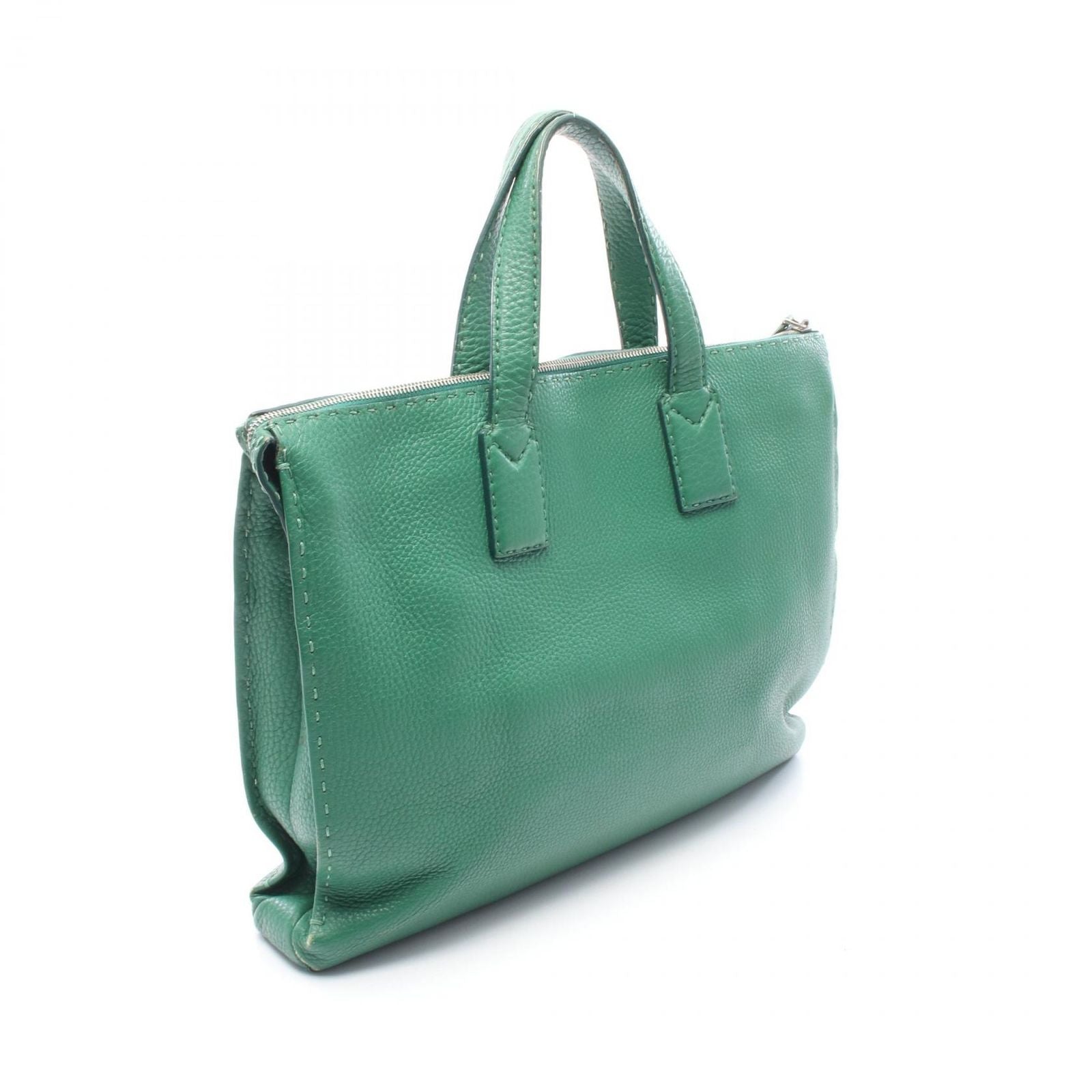 Fendi Business Selleria Green Leather Tote — view 2