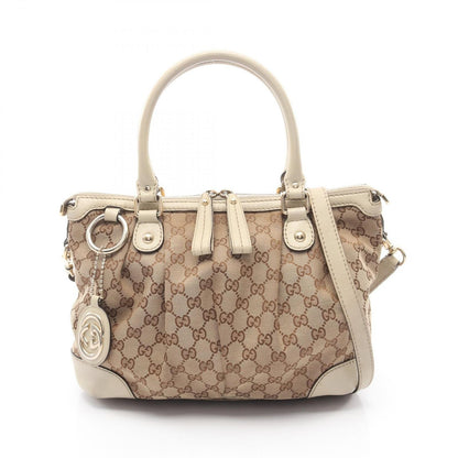 Gucci Handbag Ski GG Canvas 2-Way Beige Brown Ivory Ski