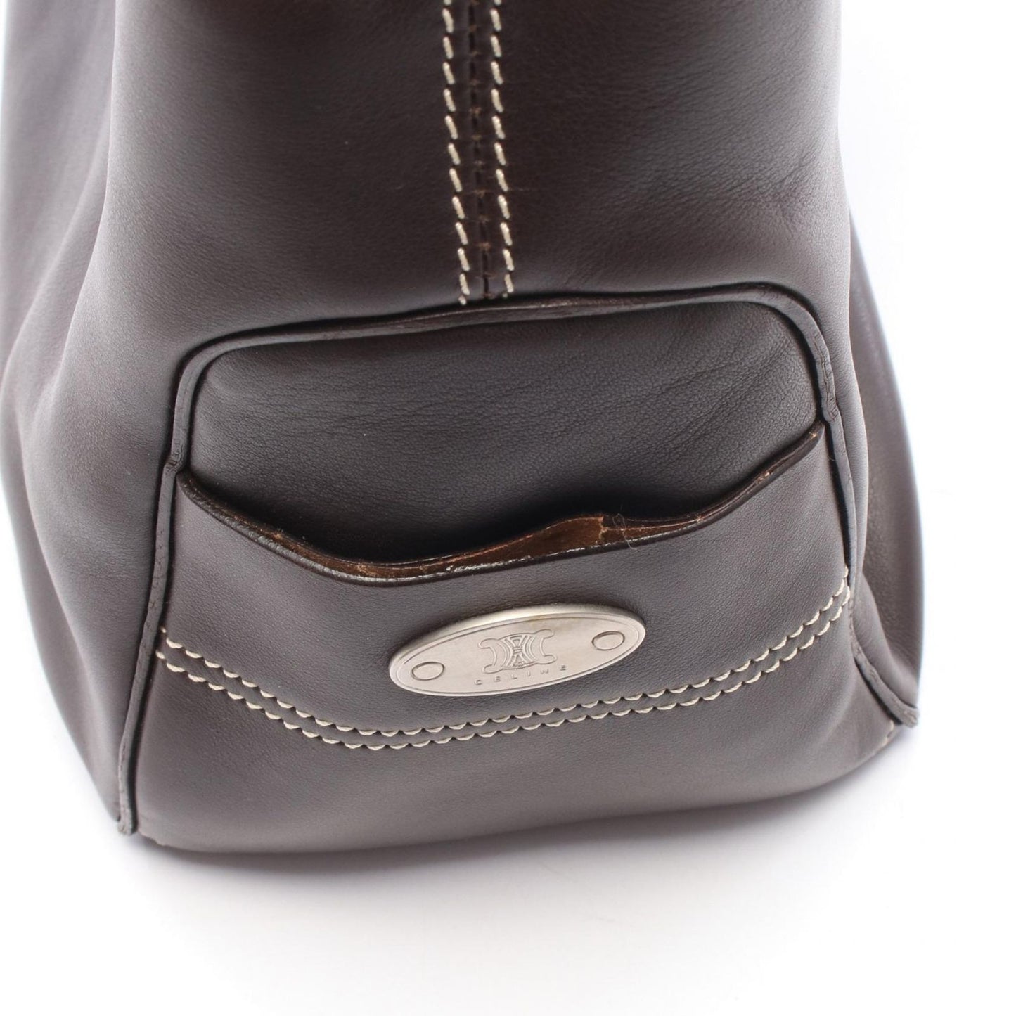 Celine Handbag Boogie Bag Dark Brown Leather — view 7