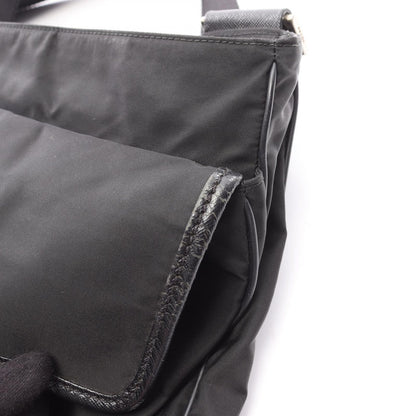 Prada Shoulder Bag Viaggio Black Nylon Saffiano Leather Triangle Logo Messenger — view 9