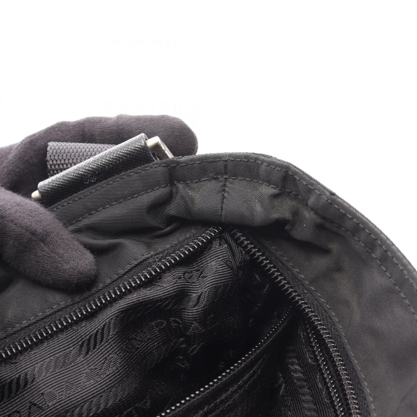 Prada Shoulder Bag Viaggio Black Nylon Saffiano Leather Triangle Logo Messenger — view 5