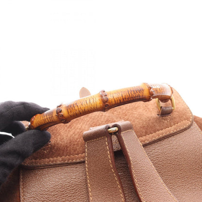 Gucci Backpack Bamboo 003 Brown Suede Leather Sac — view 7