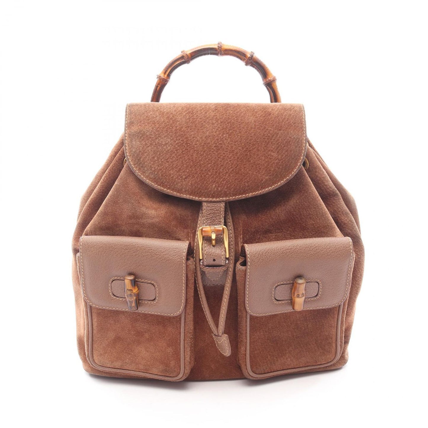 Gucci Backpack Bamboo 003 Brown Suede Leather Sac