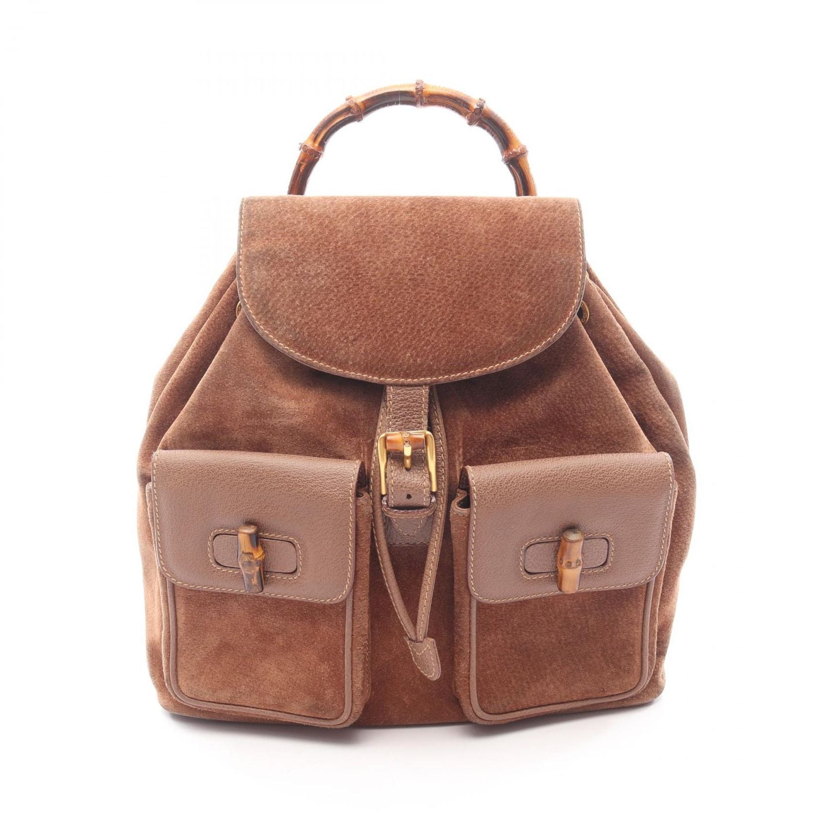 Gucci Backpack Bamboo 003 Brown Suede Leather Sac
