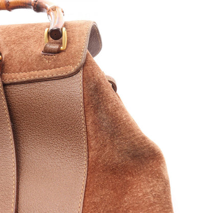Gucci Backpack Bamboo 003 Brown Suede Leather Sac — view 9
