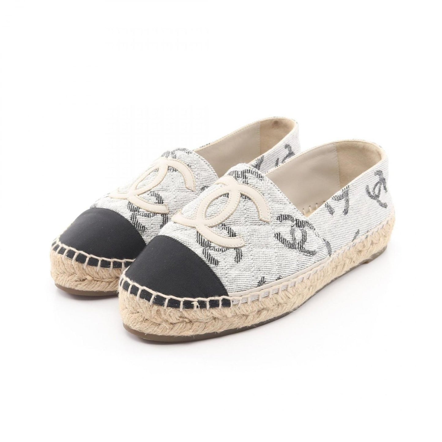 Chanel CC Logo Espadrille Slip on Canvas