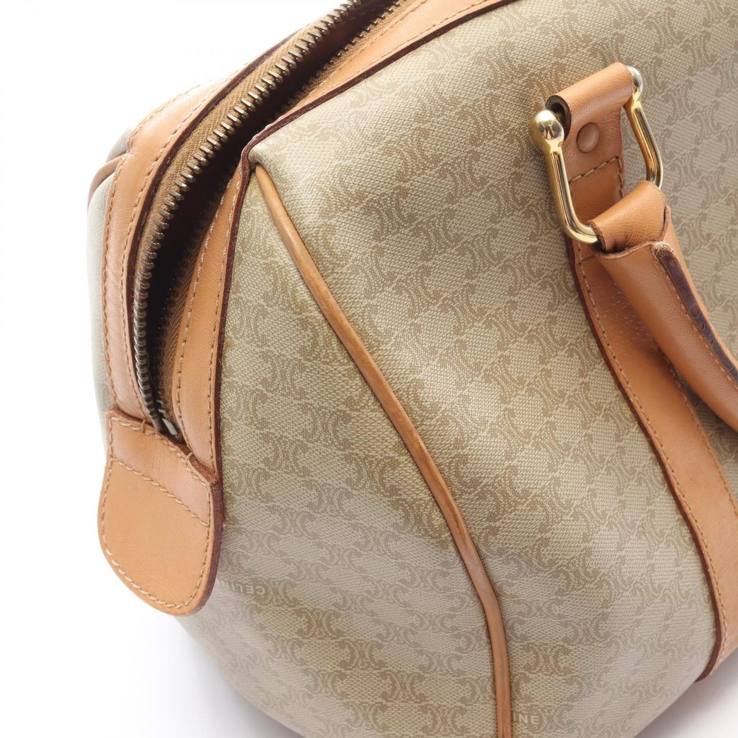 Celine Handbag Macadam Beige Brown Canvas Leather Mini Boston — view 6