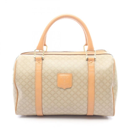 Celine Handbag Macadam Beige Brown Canvas Leather Mini Boston