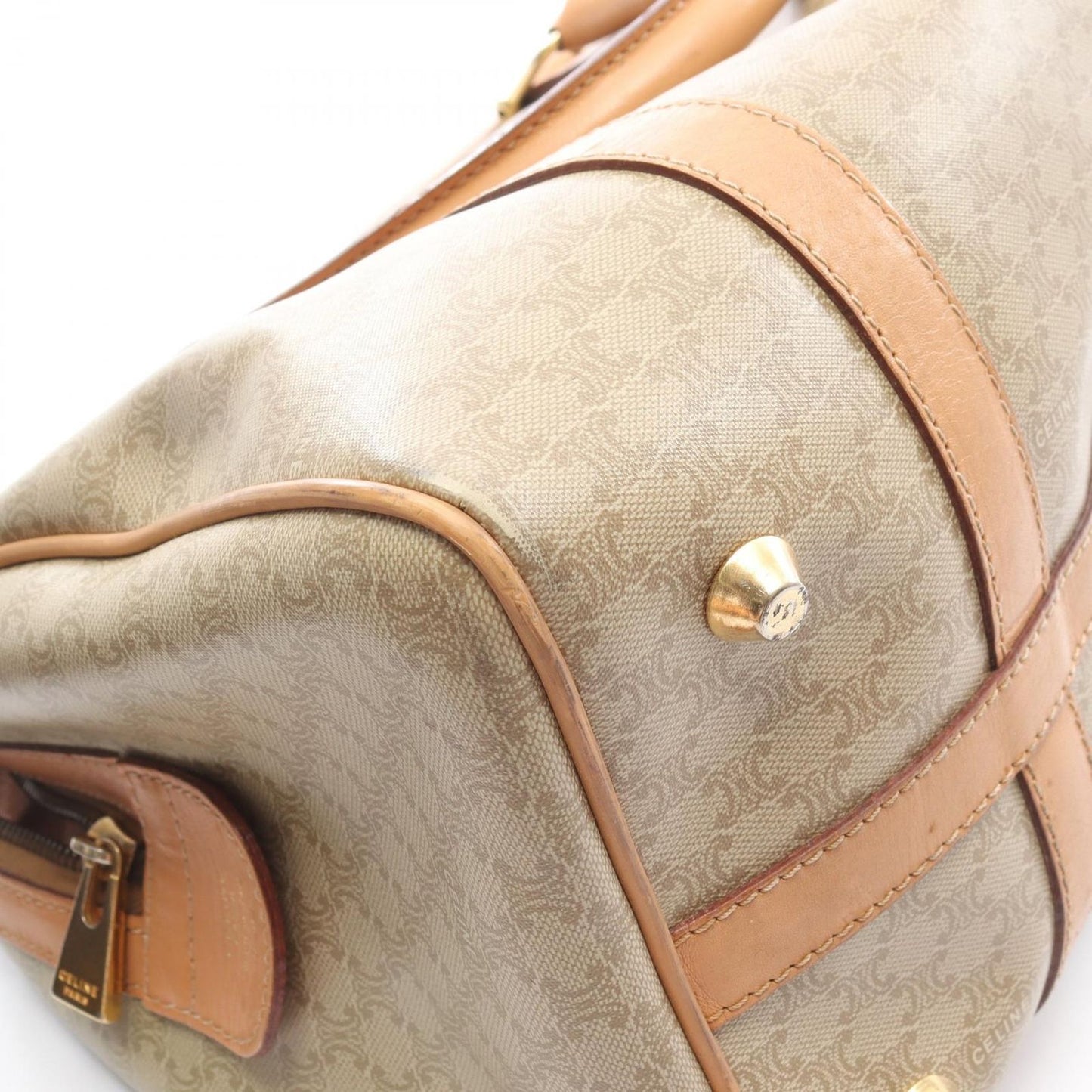 Celine Handbag Macadam Beige Brown Canvas Leather Mini Boston — view 8