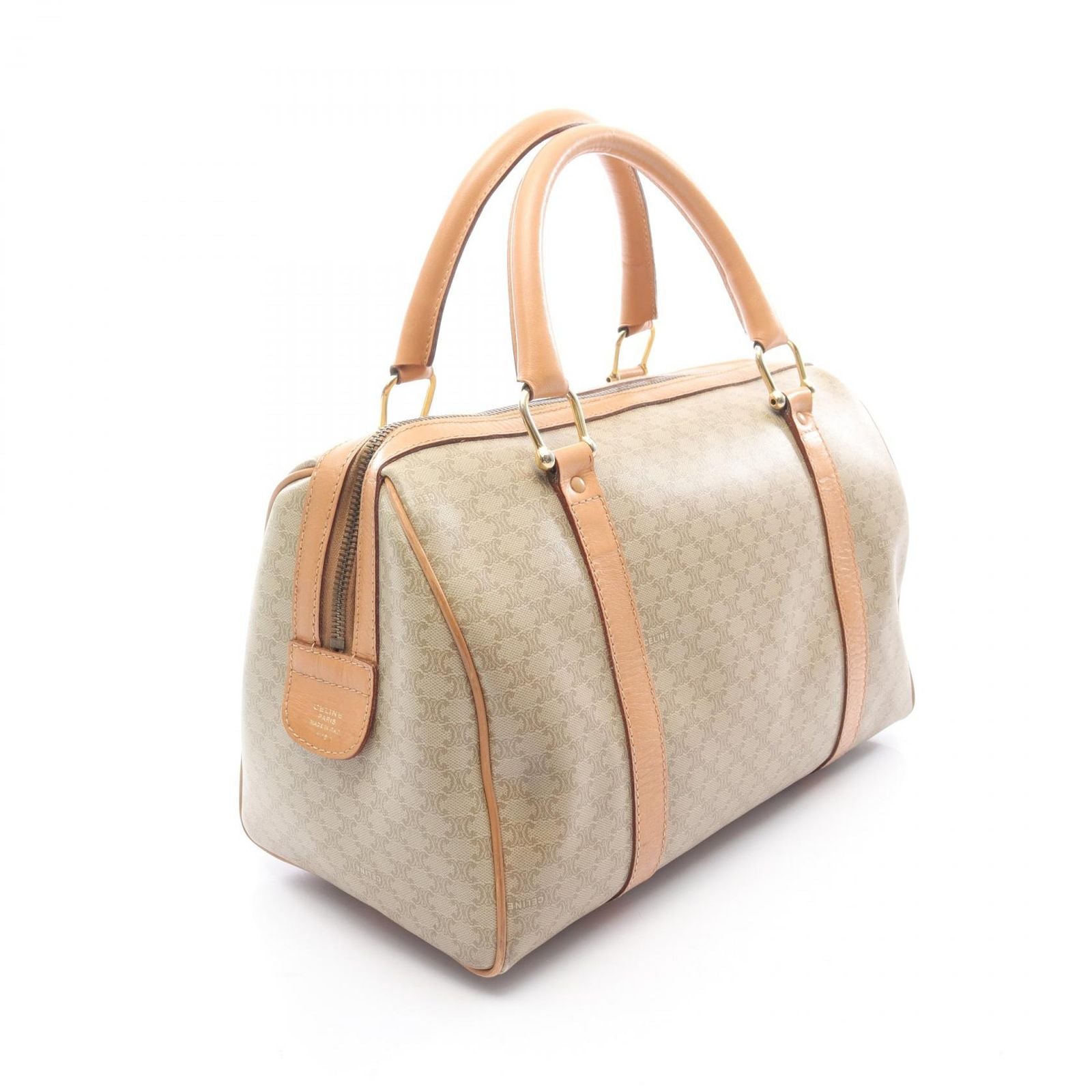 Celine Handbag Macadam Beige Brown Canvas Leather Mini Boston — view 2