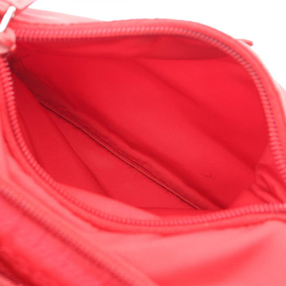 Prada Shoulder Bag Triangle Plate Red Nylon Saffiano Leather Logo — view 9