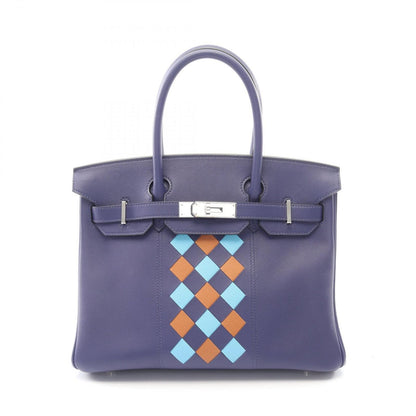 Hermes Handbag Birkin 30 Tresage Blue Gold Leather 30 Nole