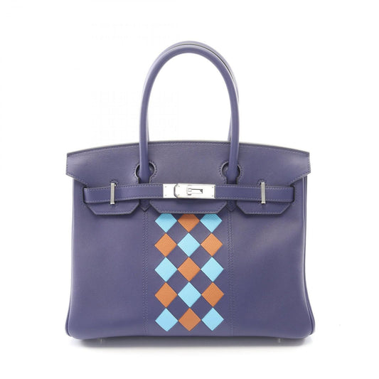 Hermes Handbag Birkin 30 Tresage Blue Gold Leather 30 Nole