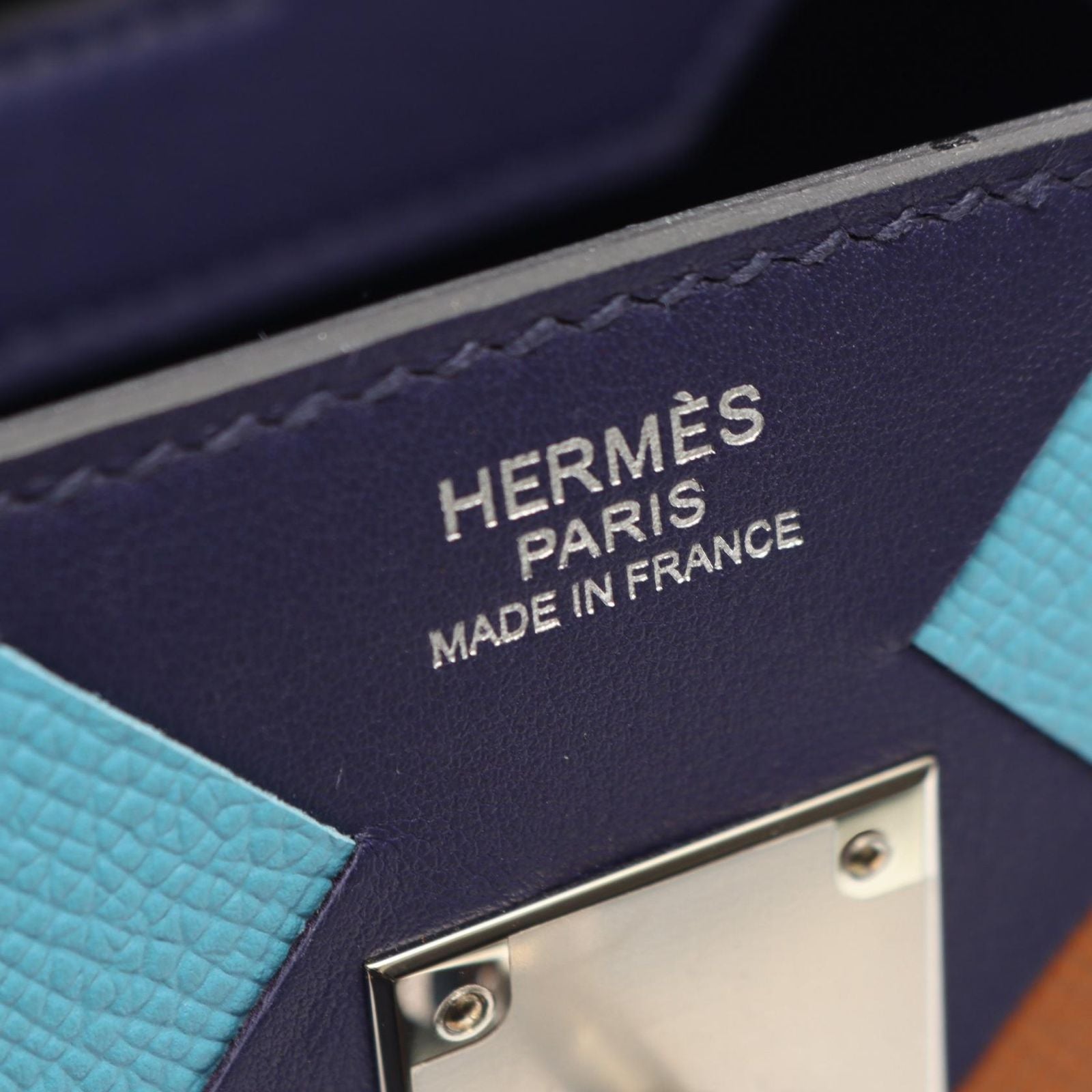 Hermes Handbag Birkin 30 Tresage Blue Gold Leather 30 Nole — view 4