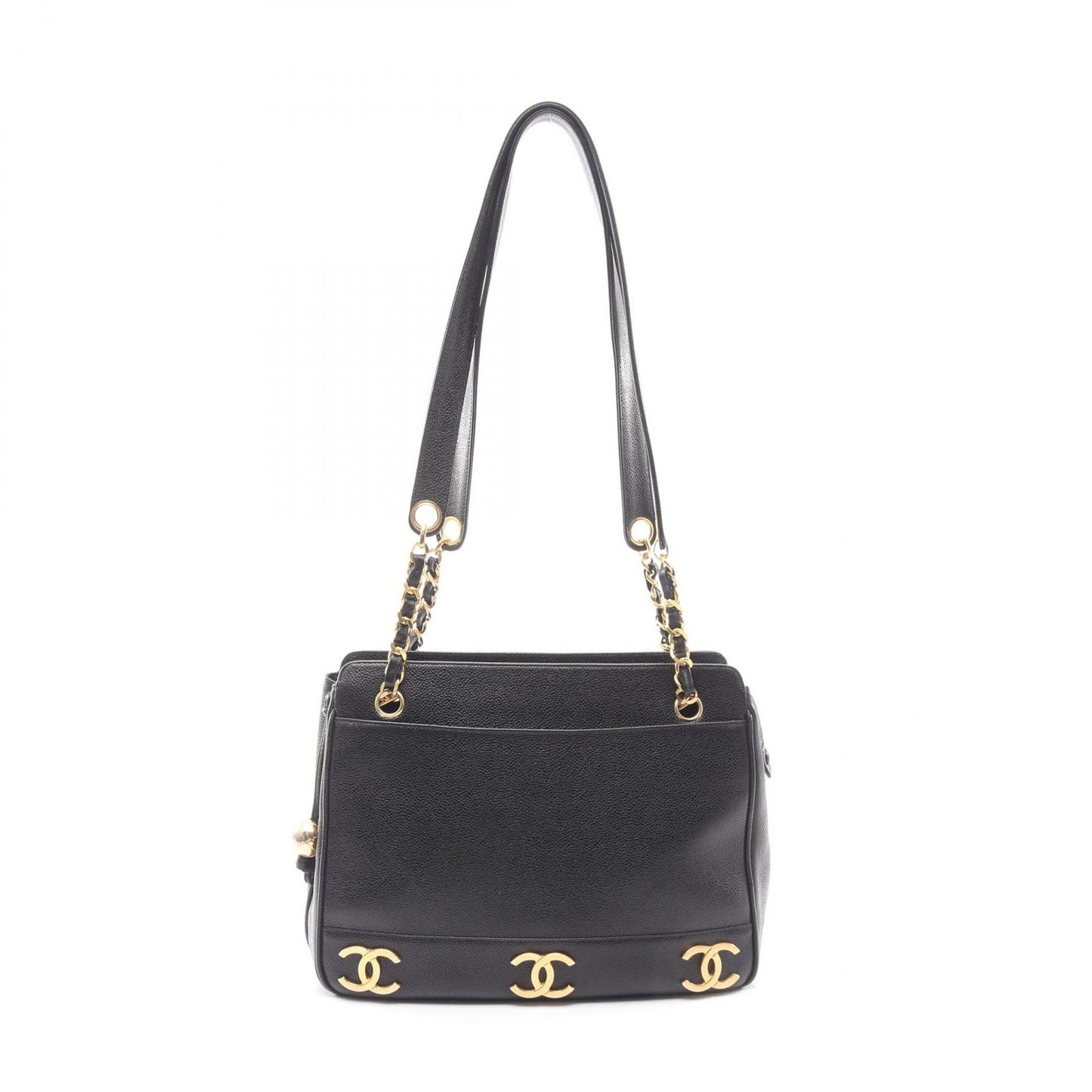Chanel Tote Triple CC Logo Black Calf Coco Shoulder