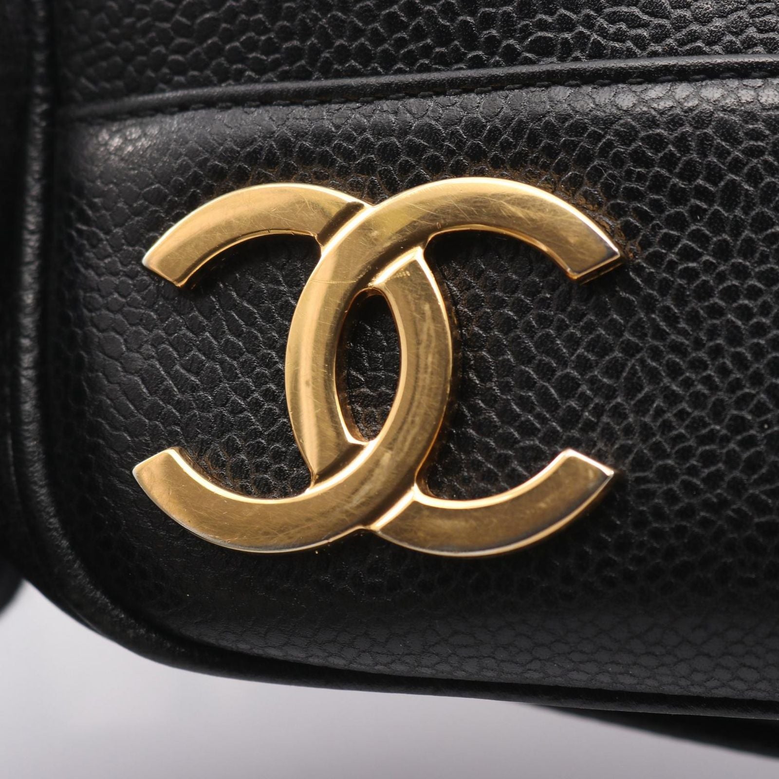 Chanel Tote Triple CC Logo Black Calf Coco Shoulder — view 8
