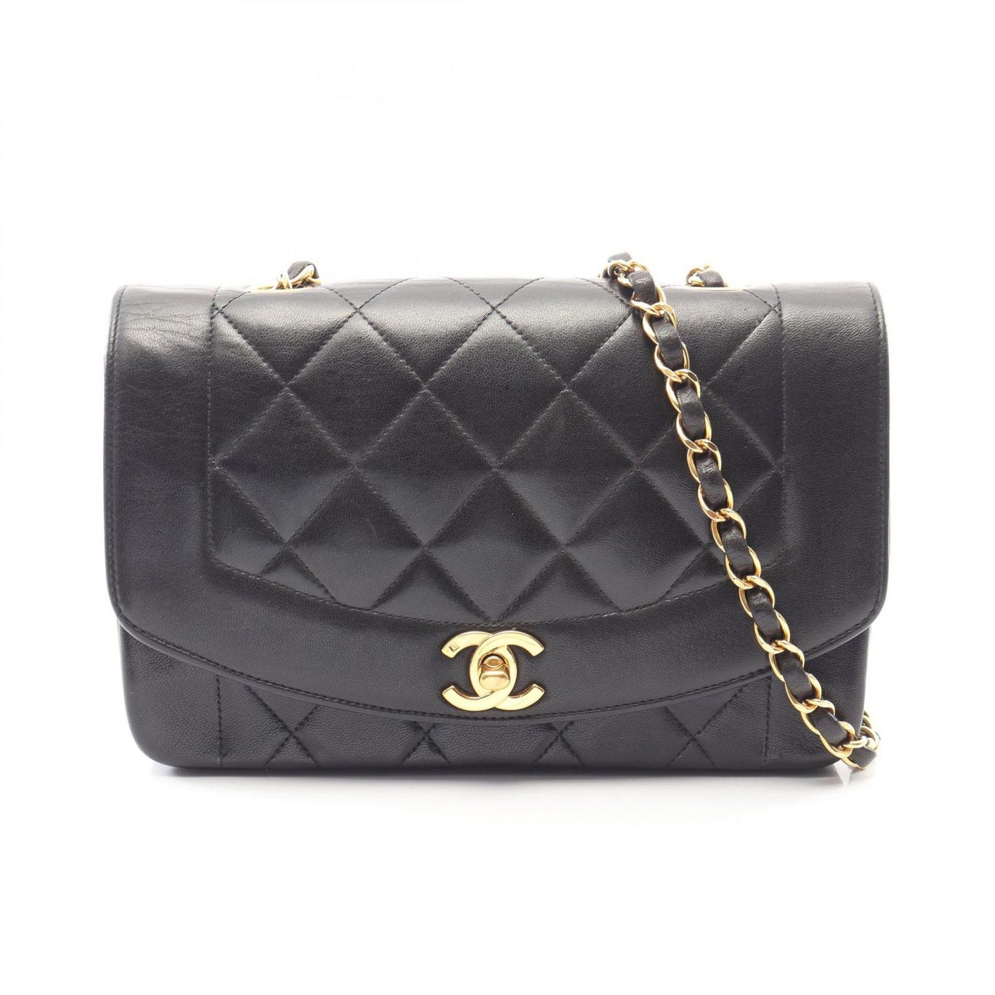 Chanel Shoulder Bag Quilted Diana Flap Black Lambskin Chain