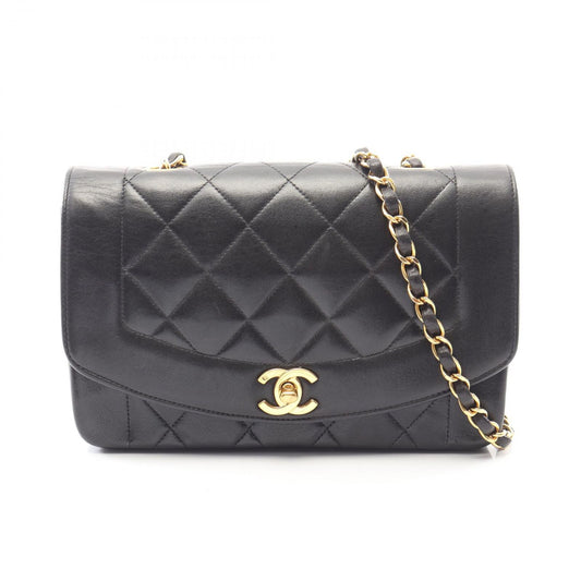 Chanel Shoulder Bag Quilted Diana Flap Black Lambskin Chain