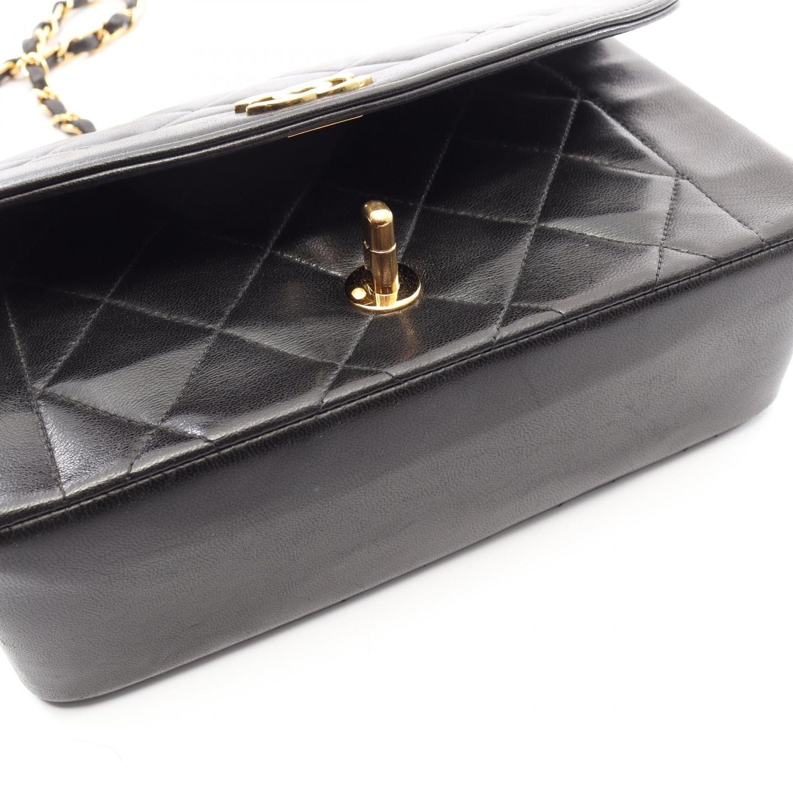 Chanel Shoulder Bag Quilted Diana Flap Black Lambskin Chain — view 9