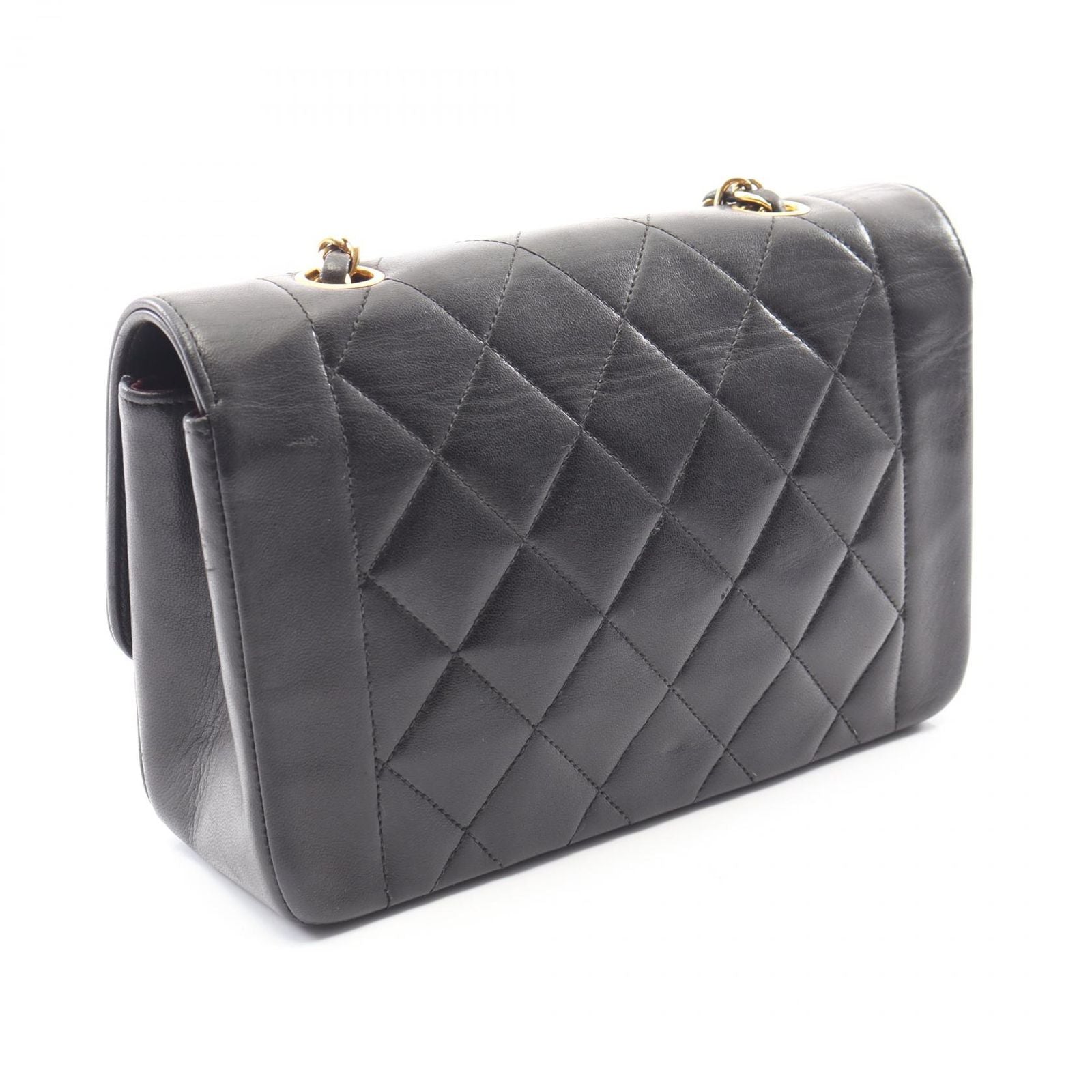 Chanel Shoulder Bag Quilted Diana Flap Black Lambskin Chain — view 2