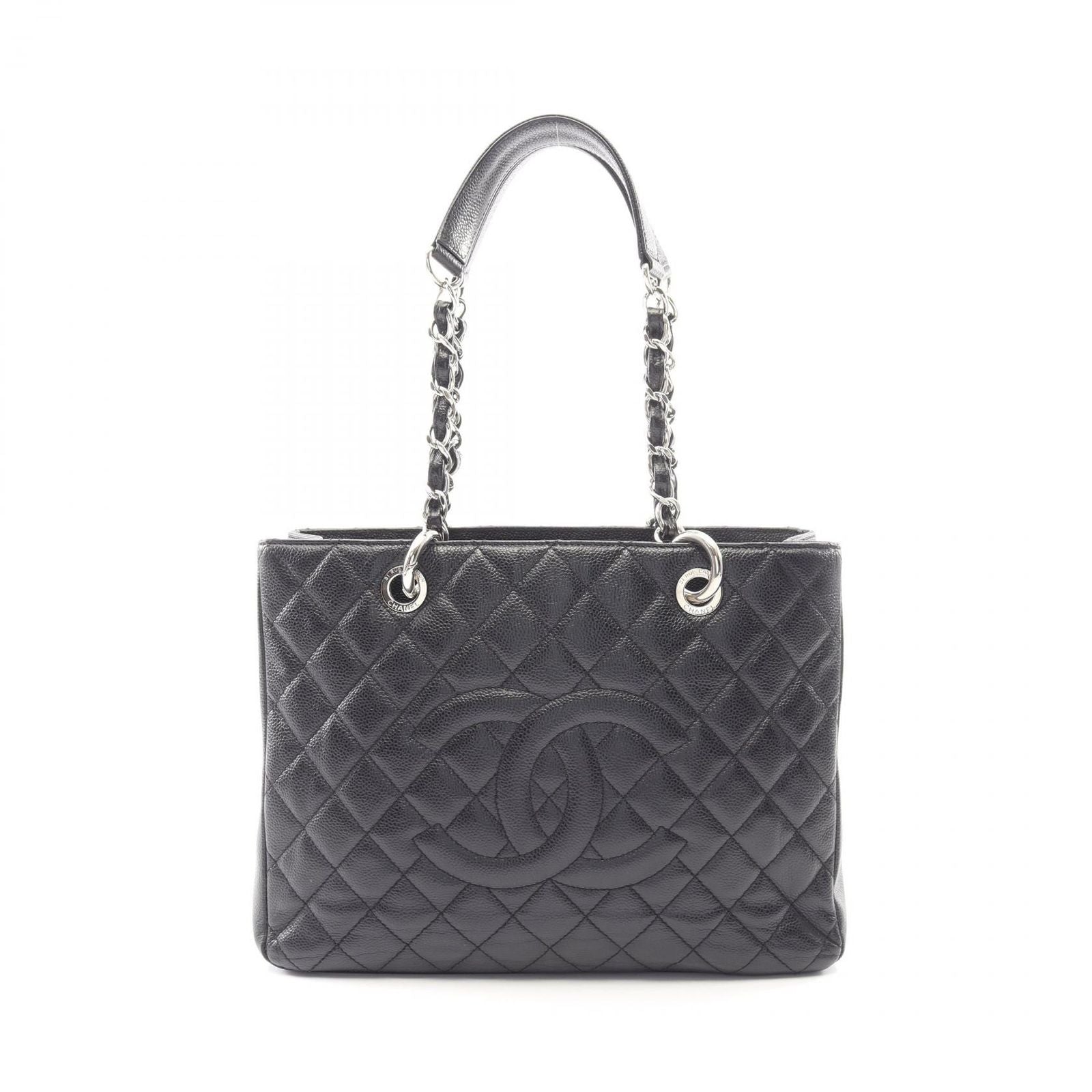 Chanel Tote Quilted Grand Shopping GST Black Calf Chain