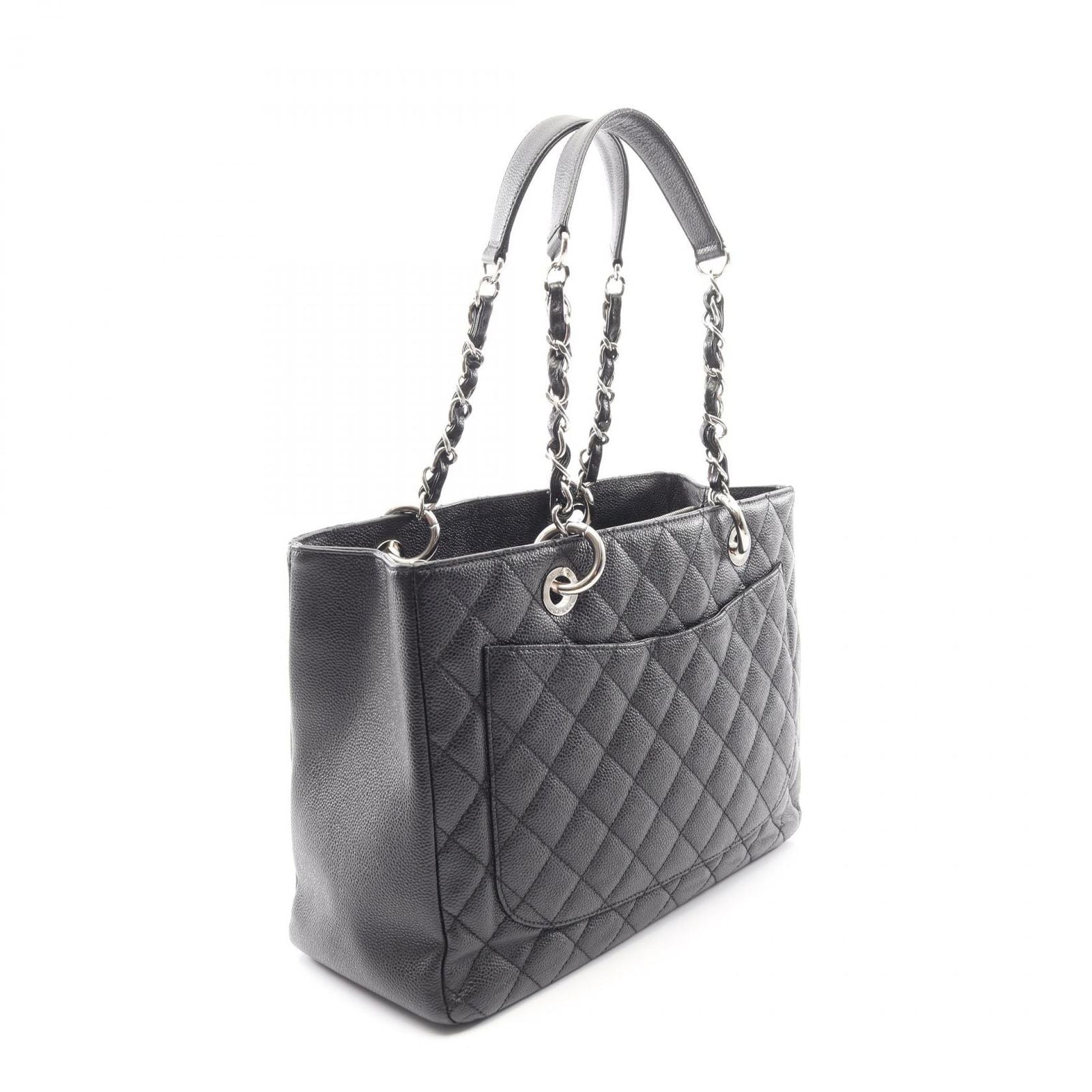 Chanel Tote Quilted Grand Shopping GST Black Calf Chain — view 2