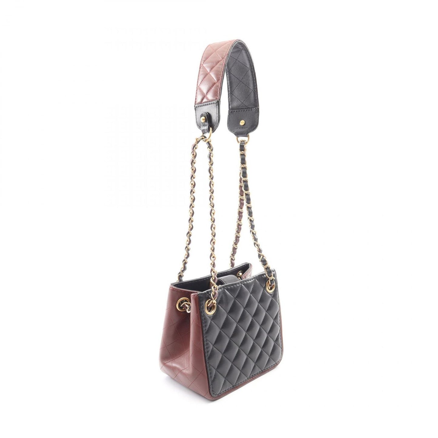 Chanel Shoulder Bag Quilted Small Bucket Black Lambskin Chain — view 2