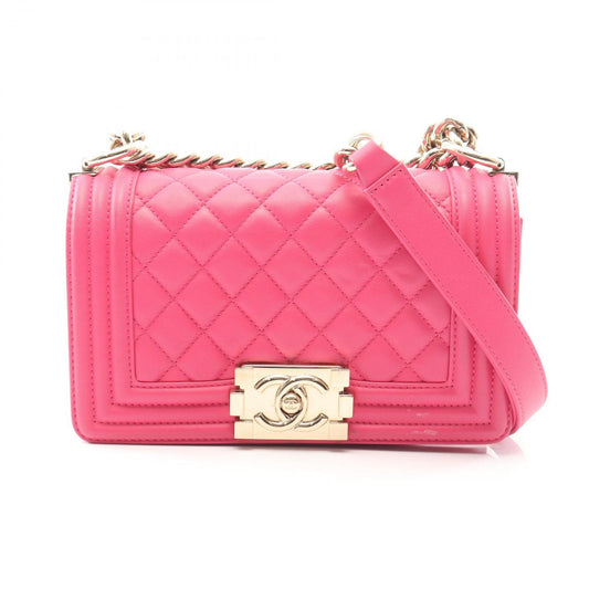 Chanel Shoulder Bag Small Pink Lambskin Chain