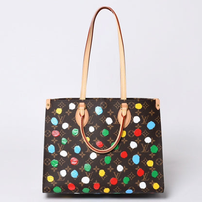 Louis Vuitton On The Go MM Yayoi Kusama Shoulder Bag 2-Way Leather Monogram