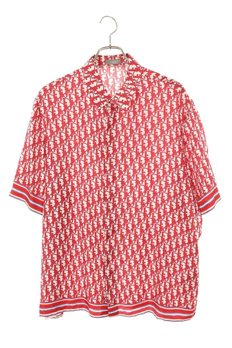 Dior Oblique Cushion Sleeve Silk Short Shirt 42