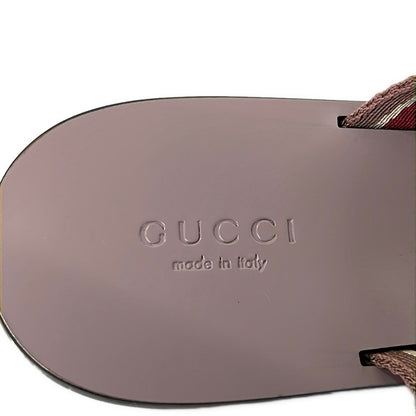 Gucci Sandals 35.5 Pink Beige Bordeaux Multi Interlocking Leather — view 6