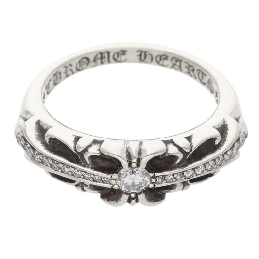Chrome Hearts Baby Clsc P D Classic Floral Cross Pave Diamond Silver Ring