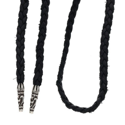 Chrome Hearts Leather Braid Scroll Silver Necklace