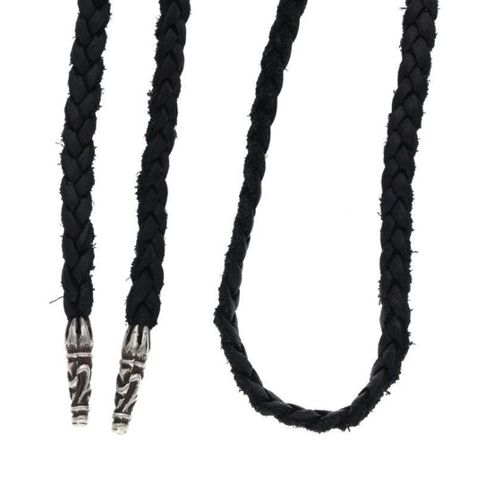 Chrome Hearts Leather Braid Scroll Silver Necklace