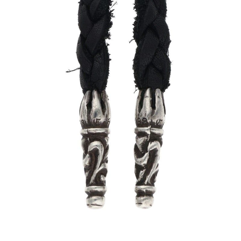 Chrome Hearts Leather Braid Scroll Silver Necklace — view 3
