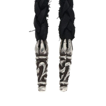 Chrome Hearts Leather Braid Scroll Silver Necklace — view 3