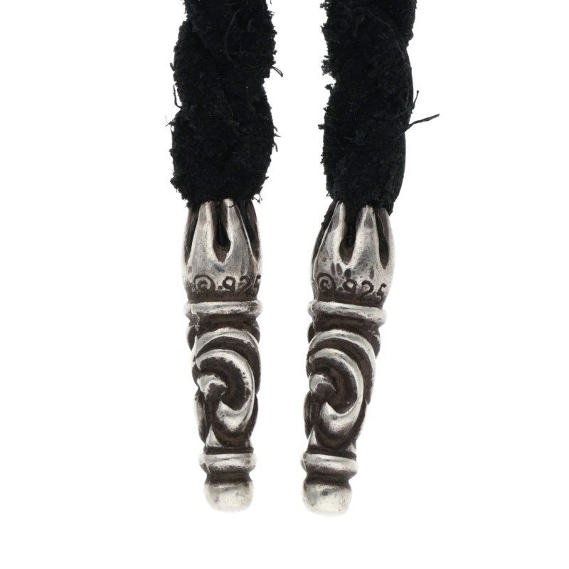 Chrome Hearts Leather Braid Scroll Silver Necklace — view 4