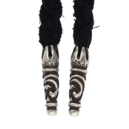 Chrome Hearts Leather Braid Scroll Silver Necklace — view 4