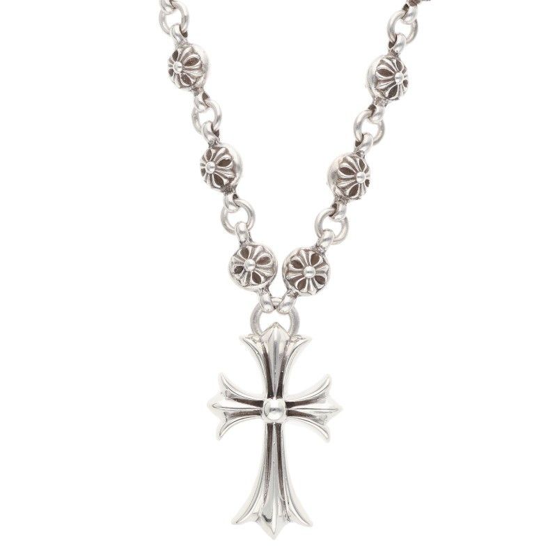 Chrome Hearts 1 Crsbl Chn Sml CH Crs Cross Ball Chain Small CH Silver Necklace