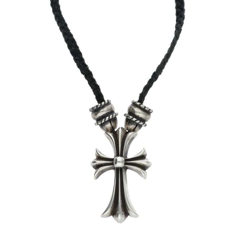 Chrome Hearts CH Crs Sml CL Small CH Cross Crimp Silver Necklace