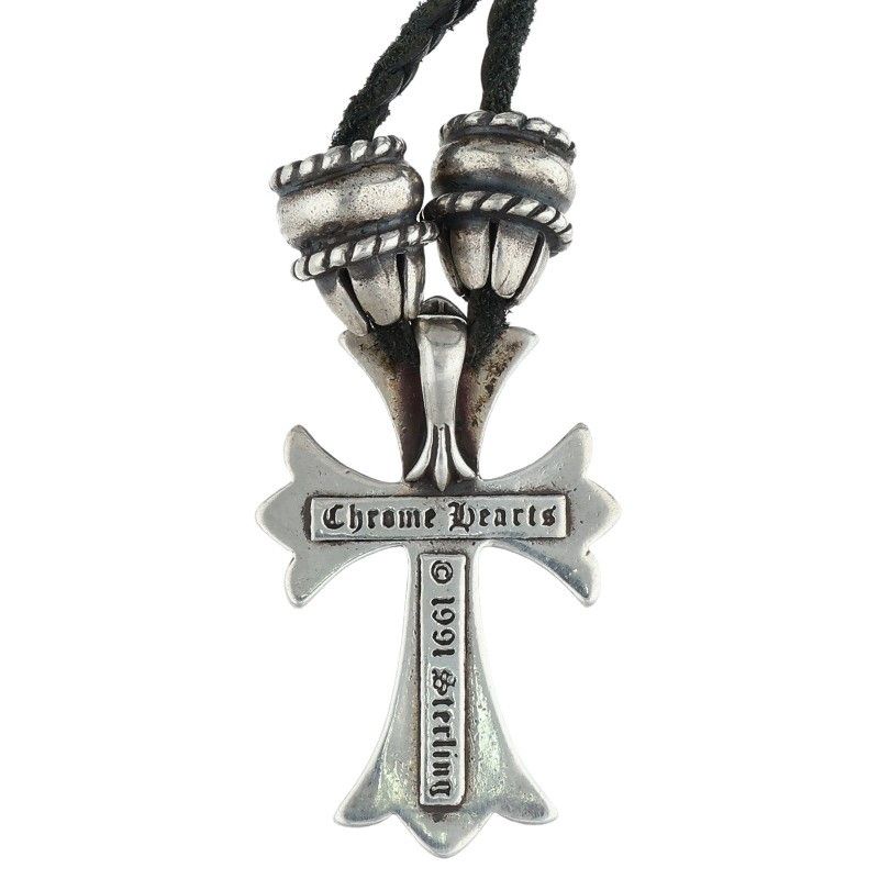 Chrome Hearts CH Crs Sml CL Small CH Cross Crimp Silver Necklace — view 3