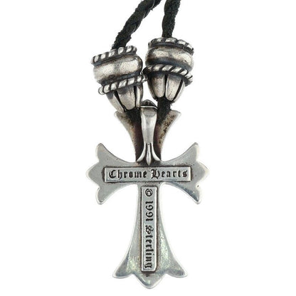 Chrome Hearts CH Crs Sml CL Small CH Cross Crimp Silver Necklace — view 3