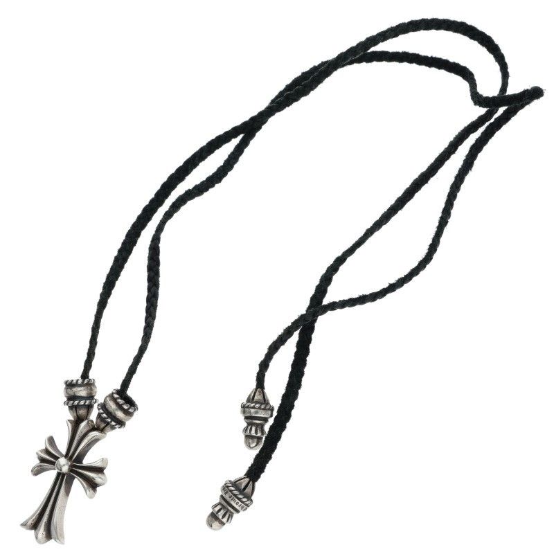 Chrome Hearts CH Crs Sml CL Small CH Cross Crimp Silver Necklace — view 2