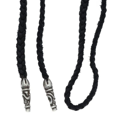 Chrome Hearts Leather Braid Scroll Silver Necklace