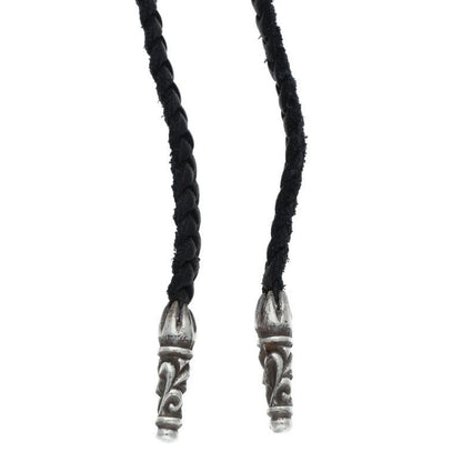 Chrome Hearts Leather Braid Scroll Silver Necklace — view 4