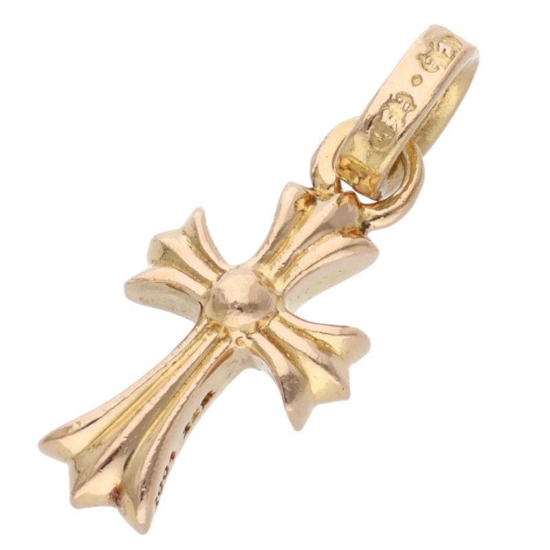 Chrome Hearts 22k Crs Baby Fat P Dmnd Fat Pave Diamond Charm Gold Necklace Top — view 2