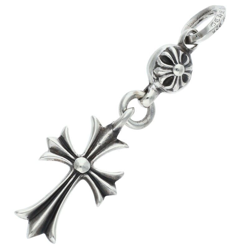 Chrome Hearts Tny CH Crs 1 Ball Tiny CH Cross Silver Necklace Top — view 2