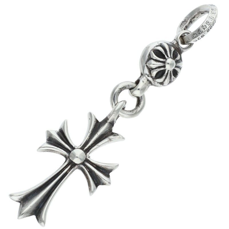 Chrome Hearts Tny CH Crs 1 Ball Tiny CH Cross Silver Necklace Top