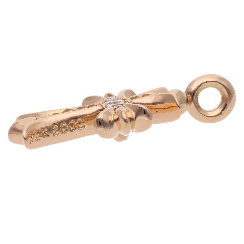 Chrome Hearts 22k Tny Crsf P Dmnd Tiny Fat Cross Pave Diamond Pendant Gold — view 4